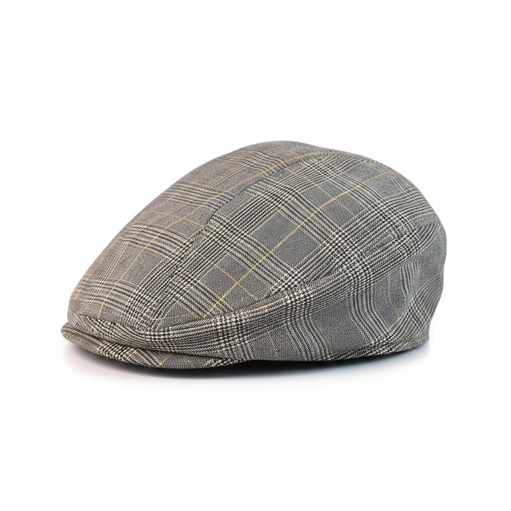 Gray Plaid Gatsby Beret — Hero