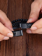 Volcanic men's lava stone beaded bracelet