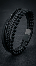 Volcanic men's lava stone beaded bracelet