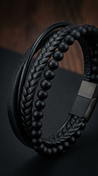 Volcanic men's lava stone beaded bracelet