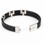 Three-Layer Steel Bracelet Black — fundo branco