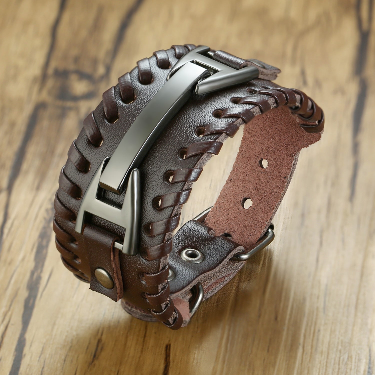 Viking Leather Punk Bracelet