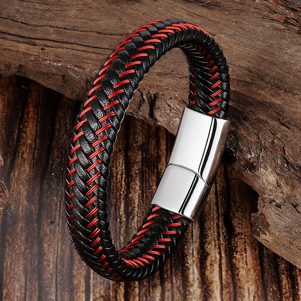 Coral Leather Bracelet