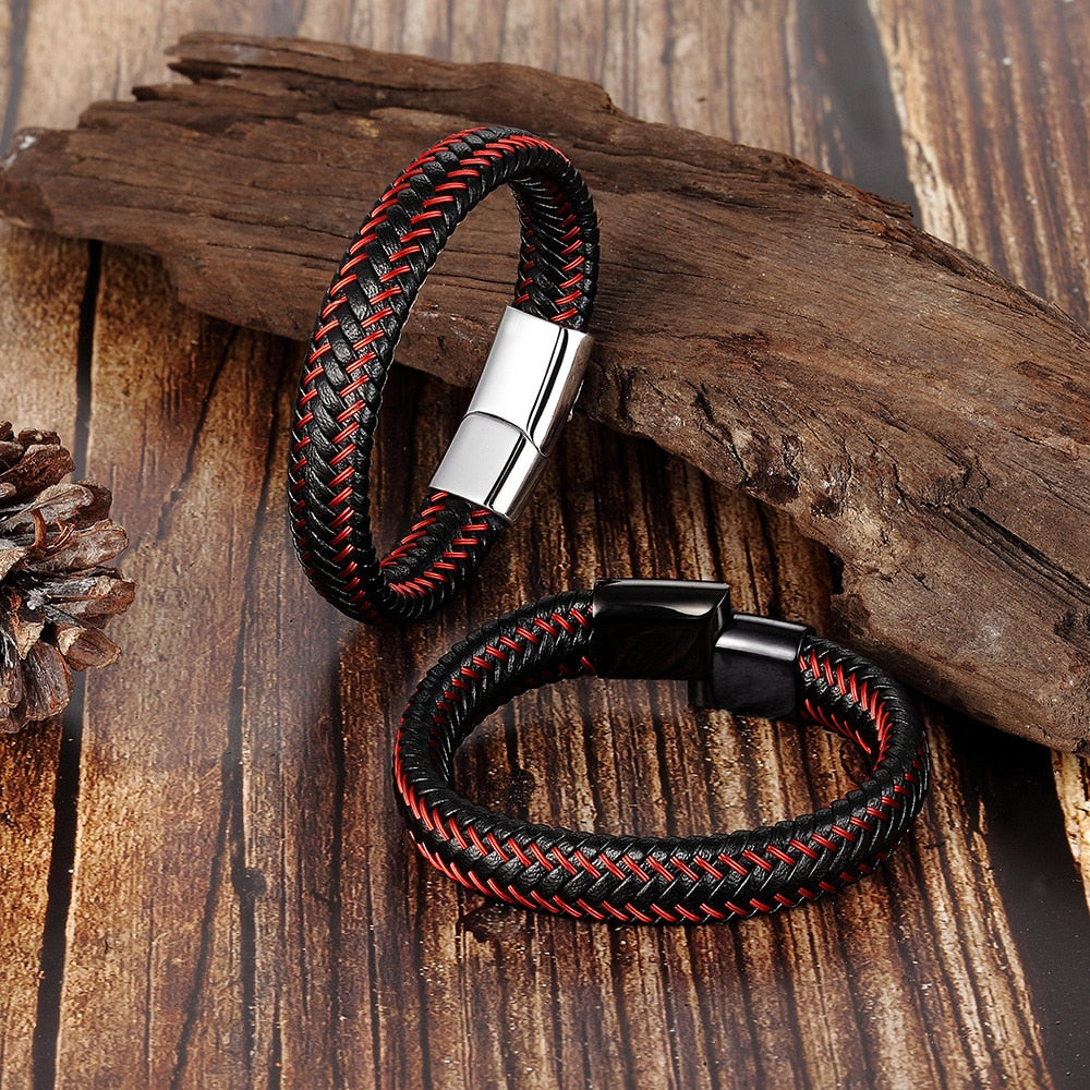 Coral Leather Bracelet