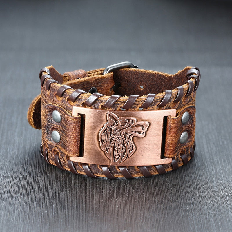 Viking Leather Punk Bracelet