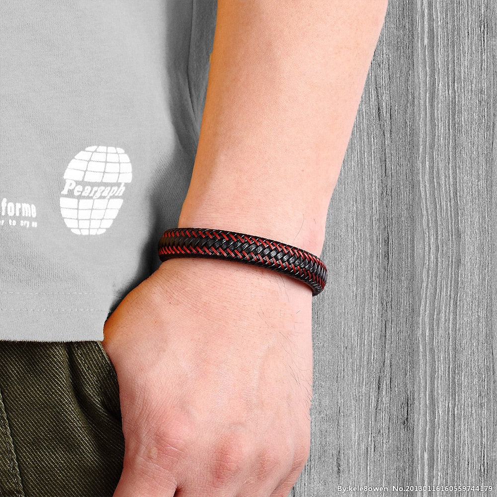 Coral Leather Bracelet