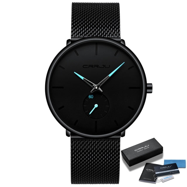CRRJU Ultra-Thin Quartz Watch - Unisex Fashion Dress Wristwatch for Men and Women