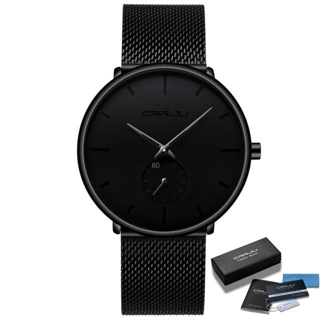 CRRJU Ultra-Thin Quartz Watch - Unisex Fashion Dress Wristwatch for Men and Women