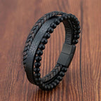 Volcanic men's lava stone beaded bracelet
