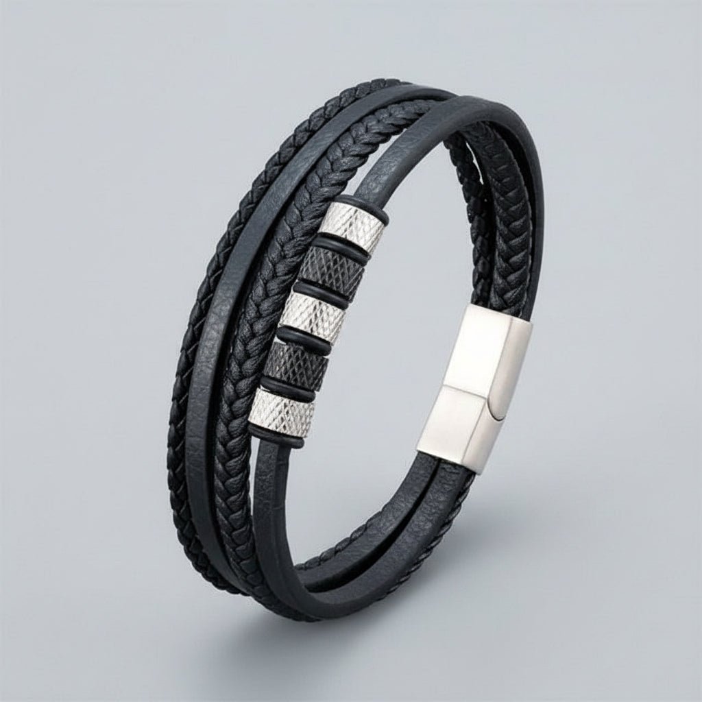 Volcanic men's lava stone beaded bracelet